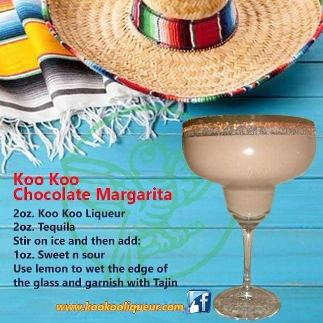 A glass of Koo Koo Chocolate Margarita with a Tajin-rimmed edge, filled with rich chocolatey goodness.